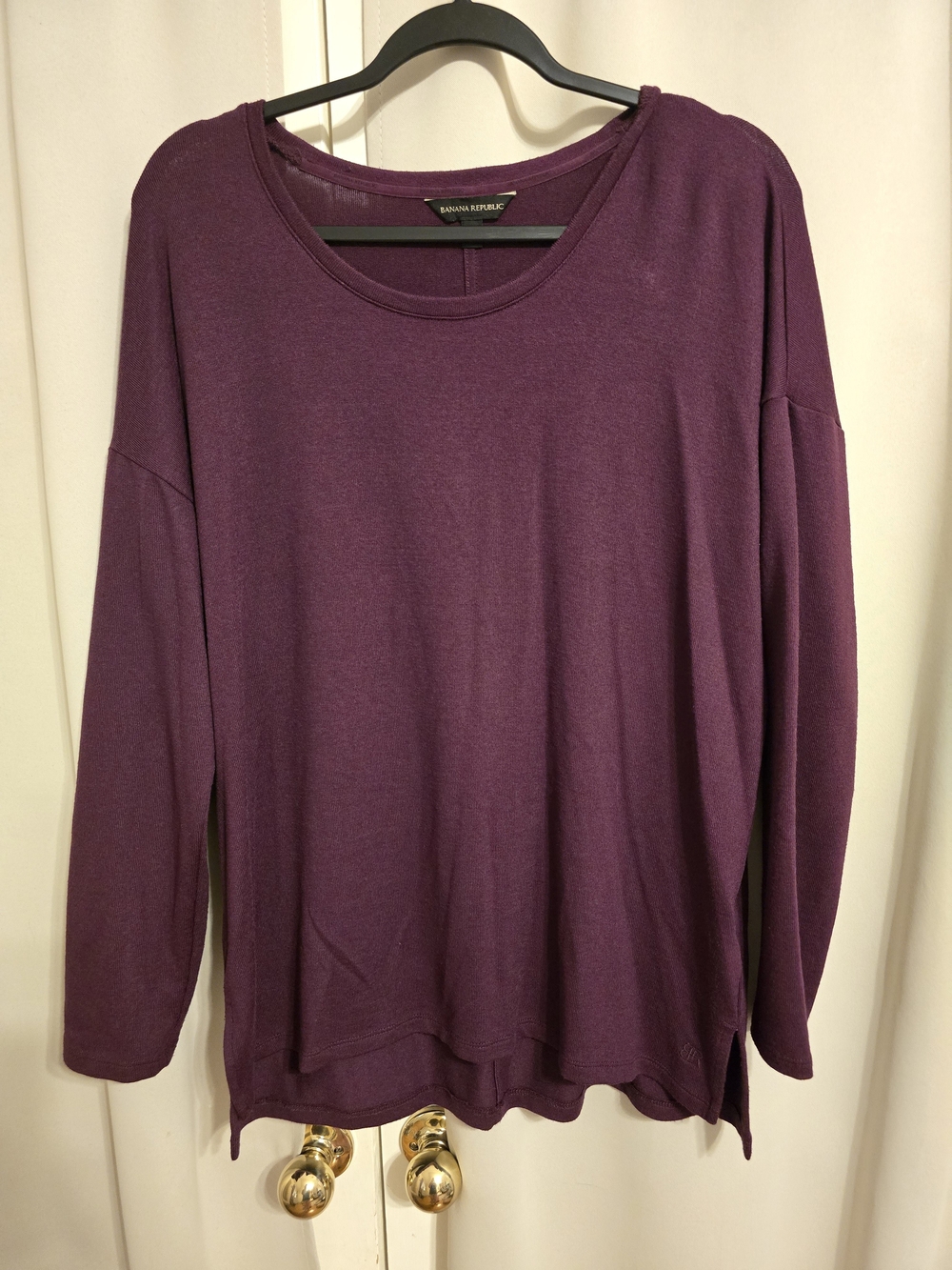 Banana Republic Plum Oversized Split Hem Tunic Sweater L
